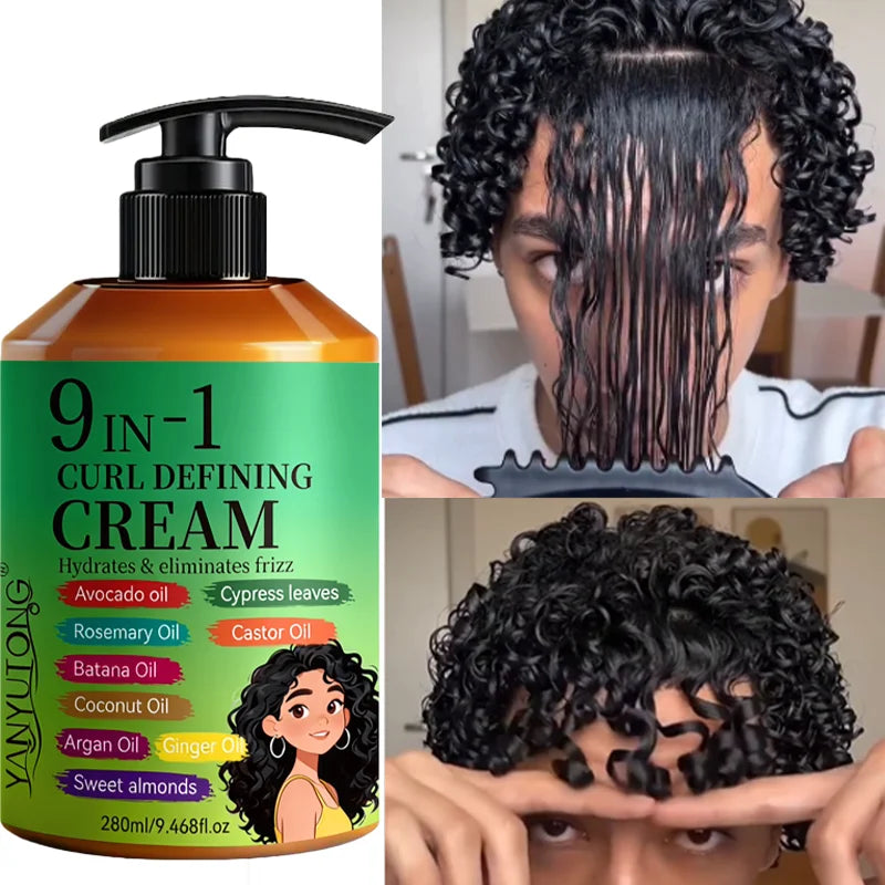 Curl-defining cream with curly hairstyle examples