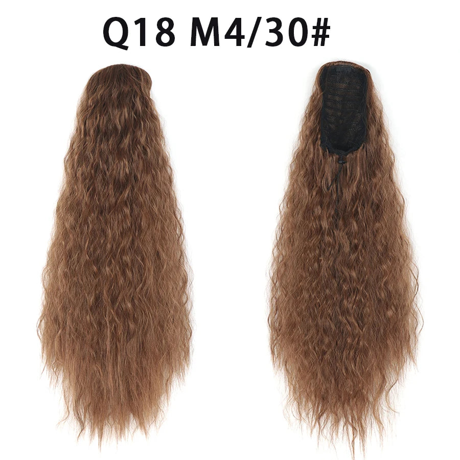 22 Inch Drawstring Ponytail Extension Soft Curly Wave 32 Colors