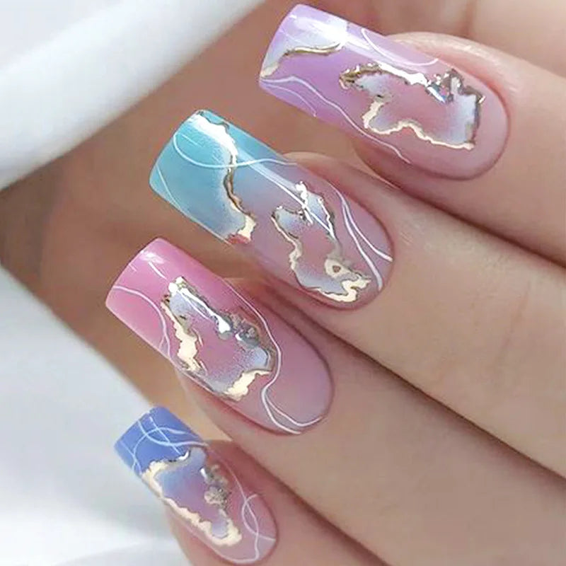Decorative nail designs shown on hands