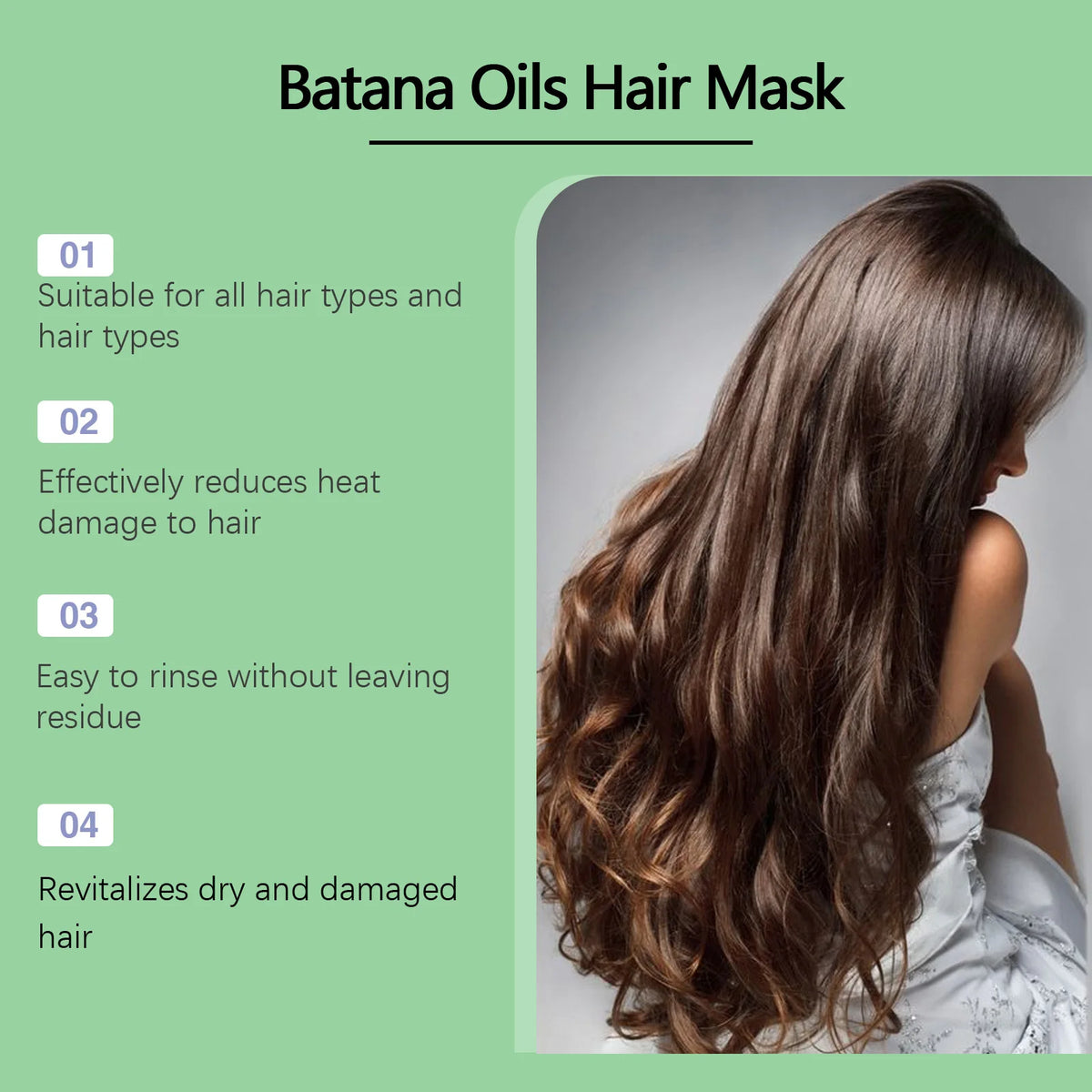 Hair mask with application and hair care illustrations