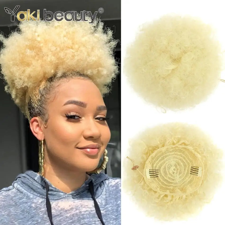 Curly puff hairpiece with styled hair or base details