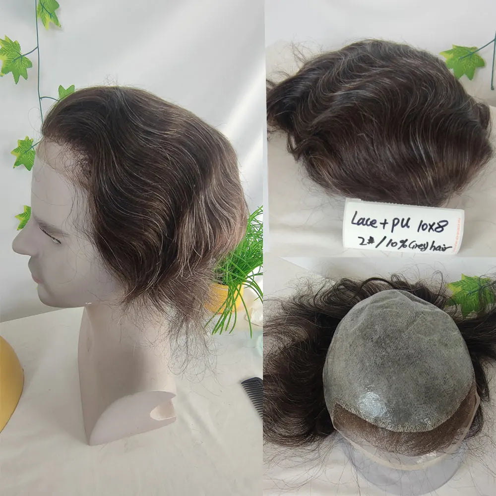 Hair toupees with base construction and coverage details