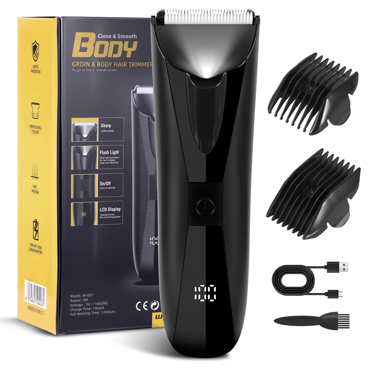 Electric hair clipper or trimmer kit with comb attachments