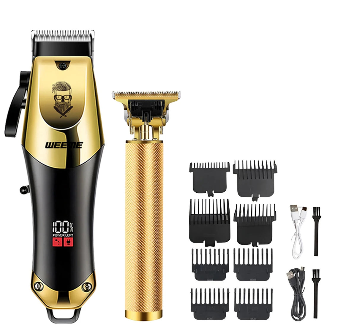 Hair trimmer and clipper kit with guide combs and accessories