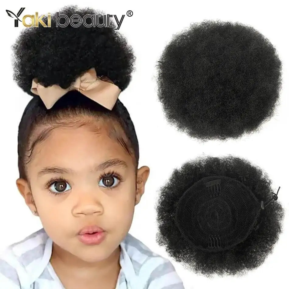 Curly puff hairpiece with styled hair or base details
