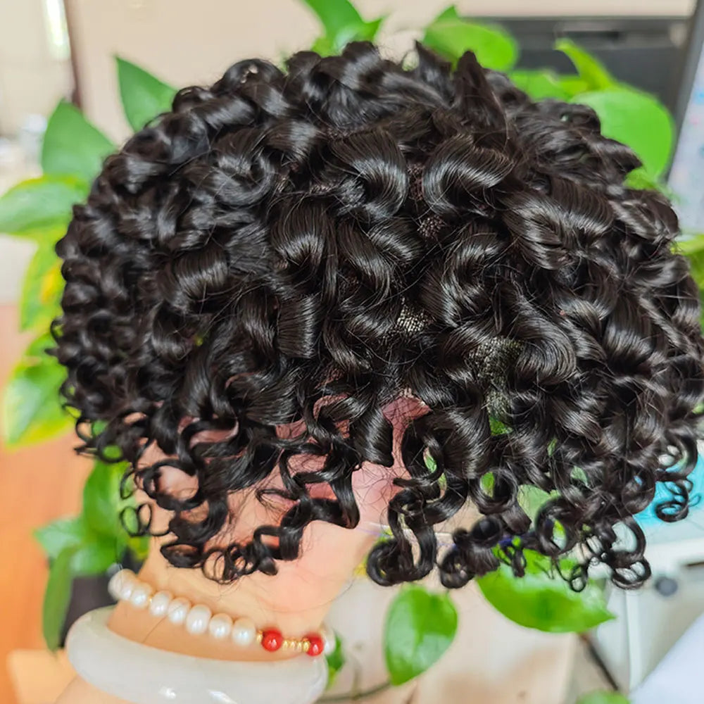 Curly toupee showing its curl pattern
