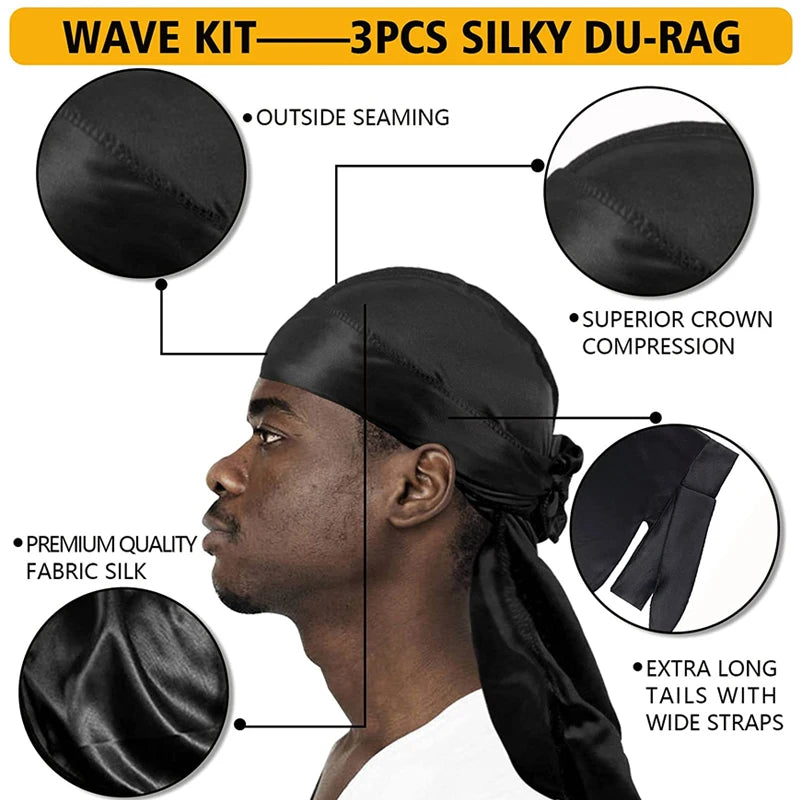 Wave styling kit components with hairstyle examples