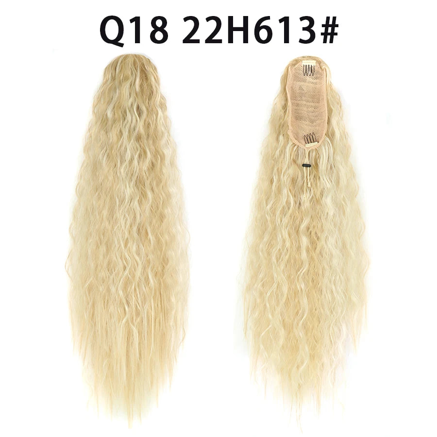 22 Inch Drawstring Ponytail Extension Soft Curly Wave 32 Colors