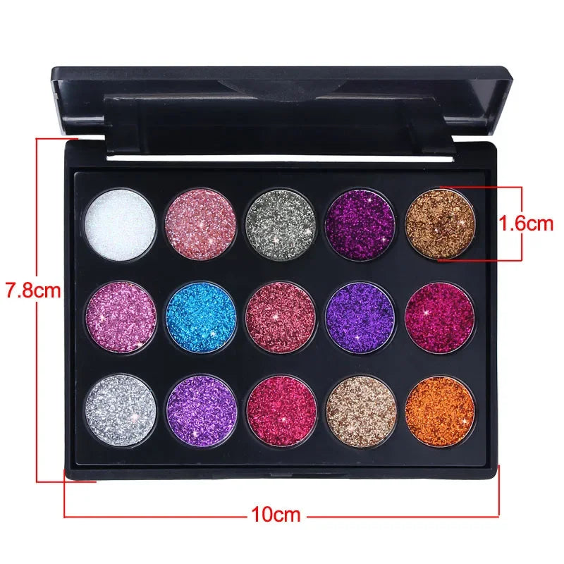 15-Color Glitter Eyeshadow Palette
