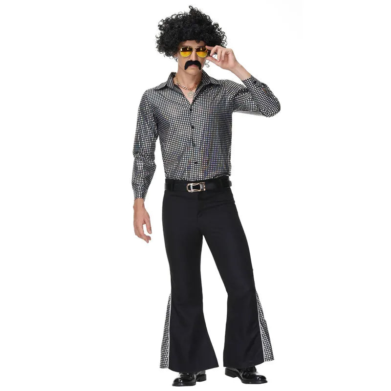 Curly wig styled with a costume outfit