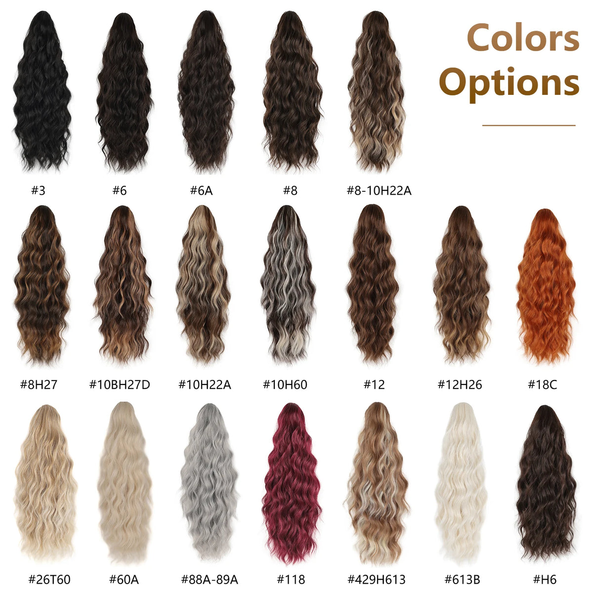 Ponytail extension color chart