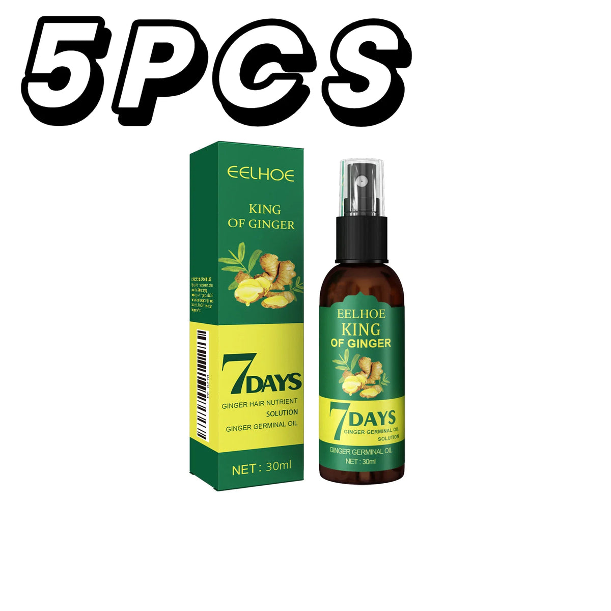 Hair oil bottle and box with quantity or size information