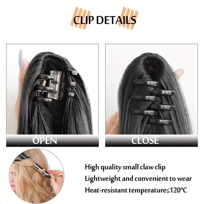 Ponytail attachment claw shown open and closed