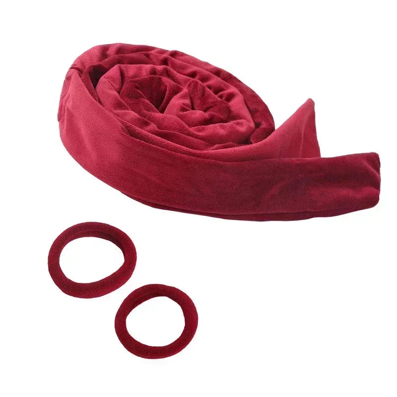 Heatless curling rod or ribbon with coordinating hair ties