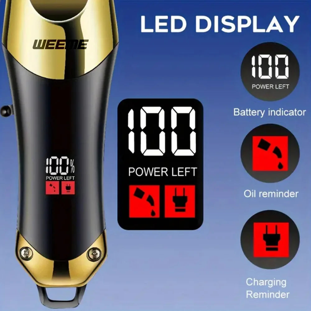 Cordless trimmer kit with attachments and feature illustrations