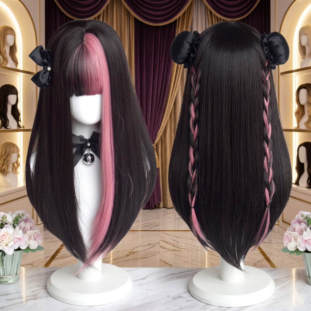Cosplay wig shown with front, back or styling views