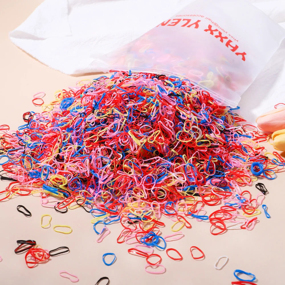 Colorful Mini Elastic Hair  Rubber Bands – 500 Pieces