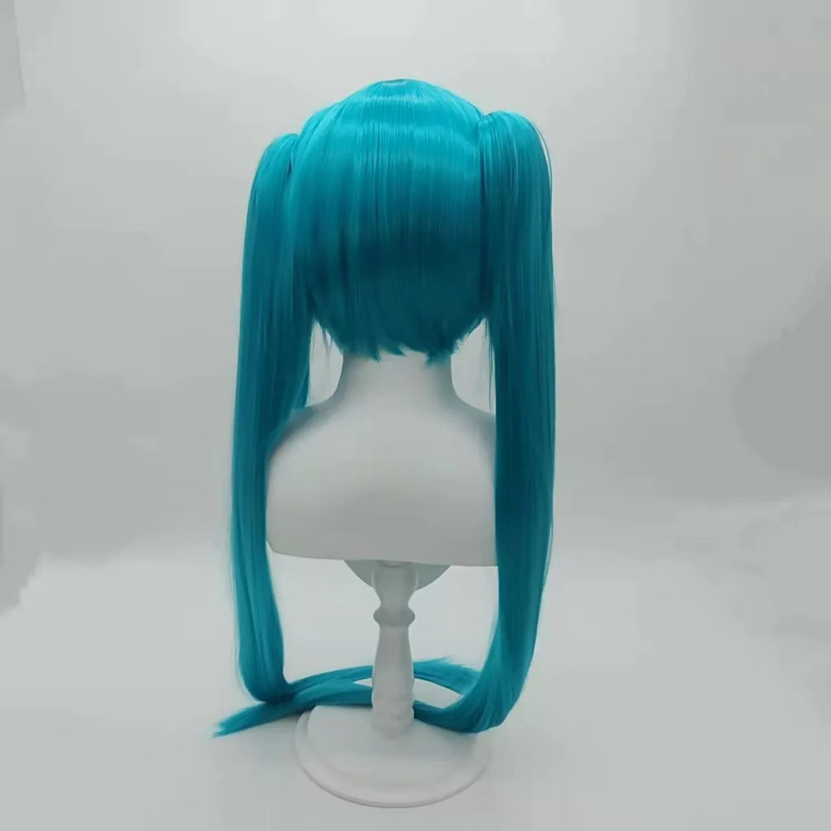 Green Blue Cosplay Wig Long Straight With Bangs Double Ponytail