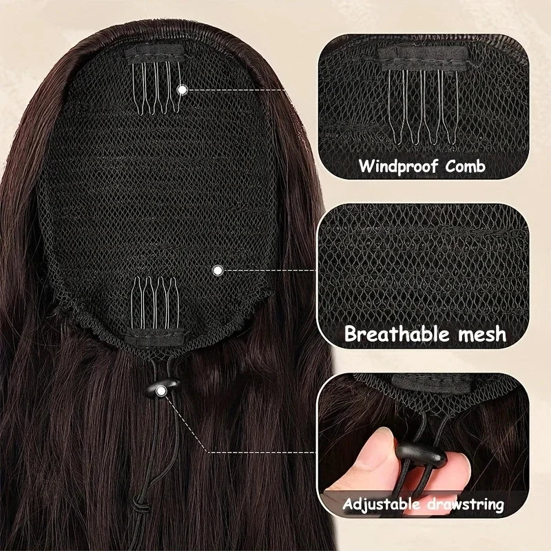 22" Long Kinky Wave Curly Drawstring Ponytail Extension