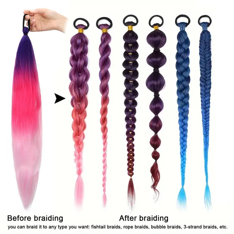 26" Straight Braiding Ponytail Extension - 17 Vibrant Colors