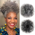 Curly puff hairpiece shown with attachment details or styled on a model