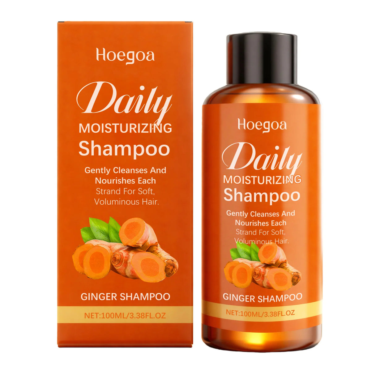 Shampoo or conditioner bottle beside matching orange box