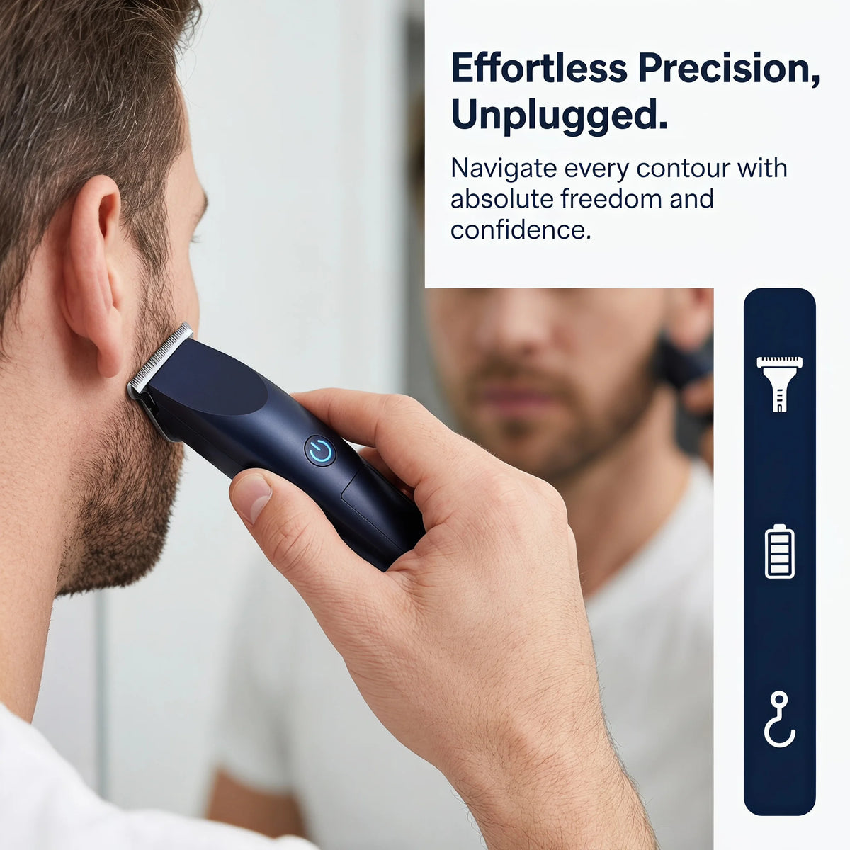 Hair trimmer with grooming and feature illustrations