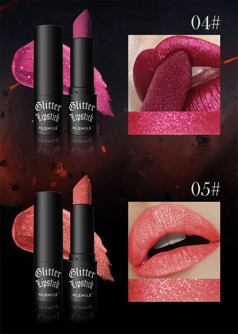 Pearlescent Glitter Lipstick – Waterproof & Long-Lasting