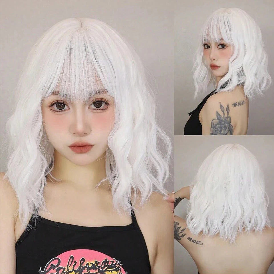 Short Wavy Cosplay Synthetic Bob Wig – 21 Assorted Colors