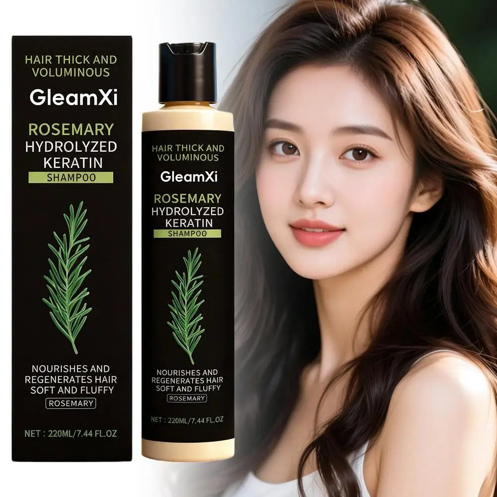 Rosemary hair care bottle with hairstyle examples