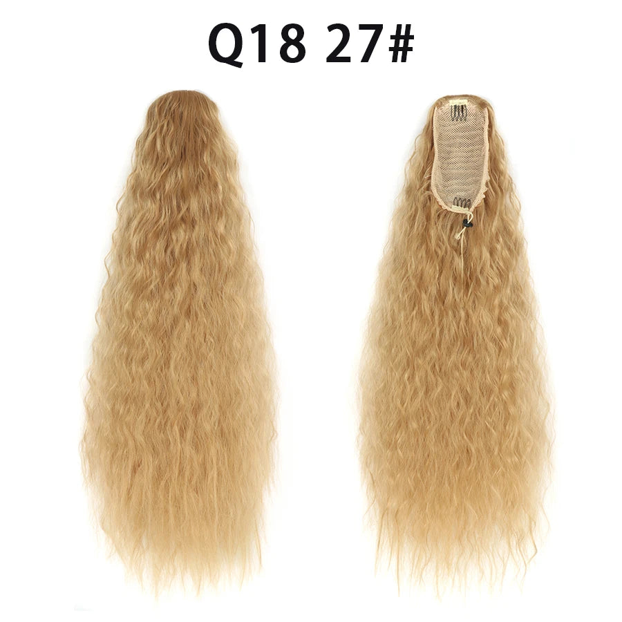 22 Inch Drawstring Ponytail Extension Soft Curly Wave 32 Colors