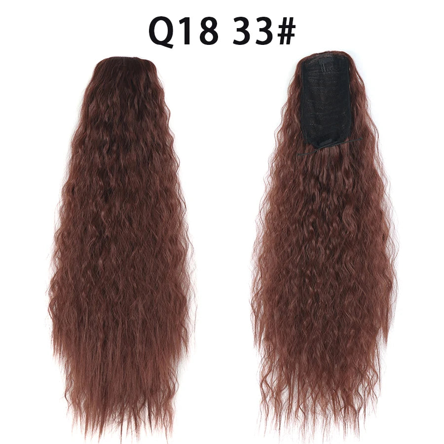 22 Inch Drawstring Ponytail Extension Soft Curly Wave 32 Colors
