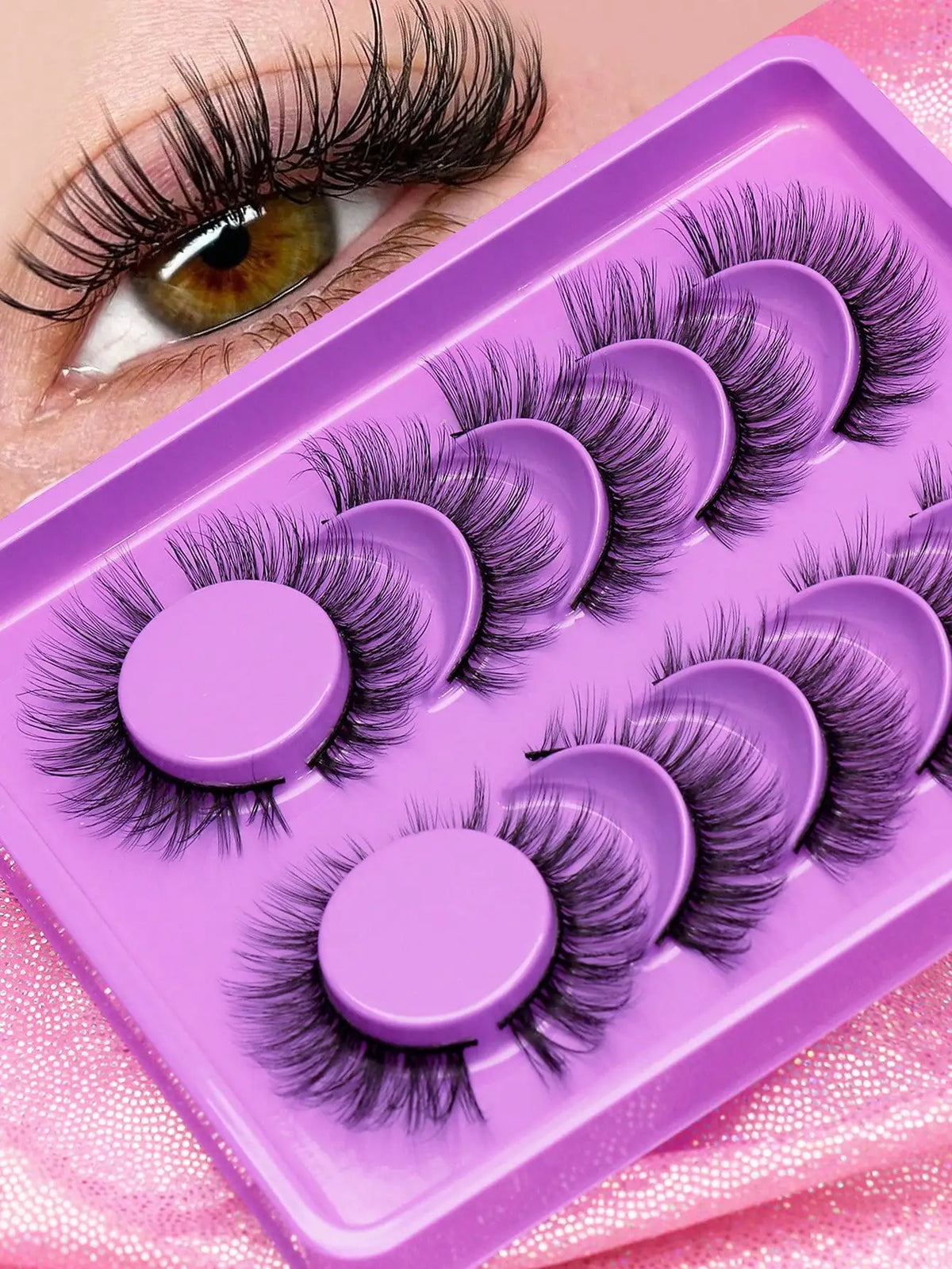 Cat-Eye Faux Mink-Style False Lashes – 5 Pairs
