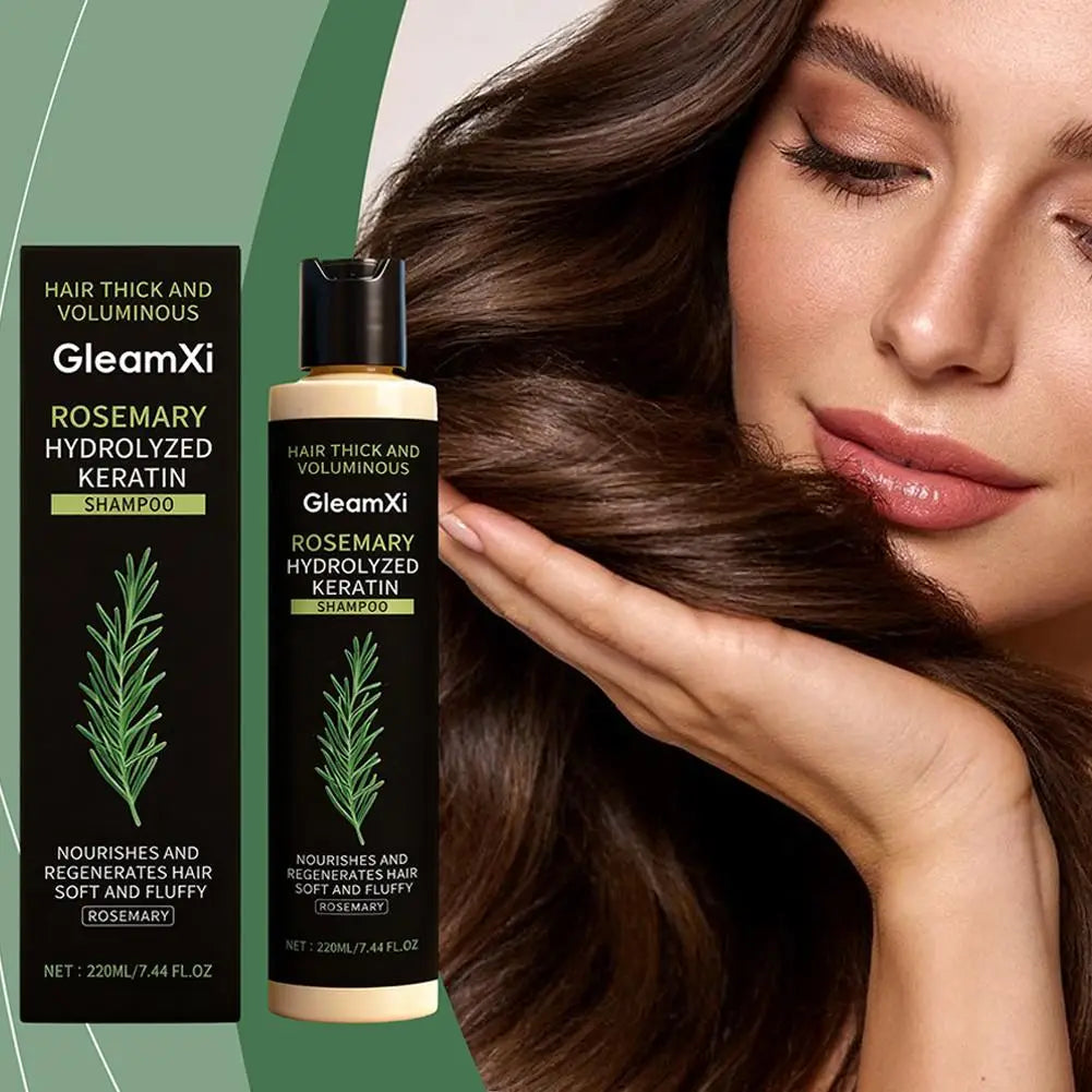 Rosemary hair care bottle with hairstyle examples