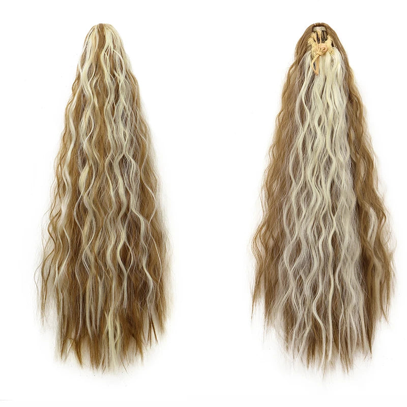 22" Long Kinky Wave Curly Drawstring Ponytail Extension