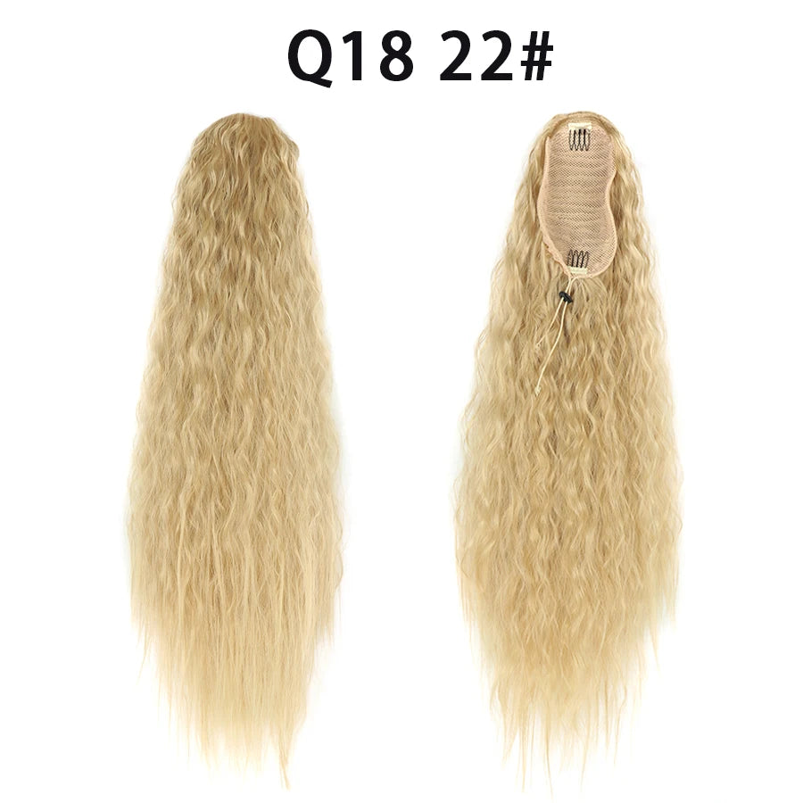 22 Inch Drawstring Ponytail Extension Soft Curly Wave 32 Colors