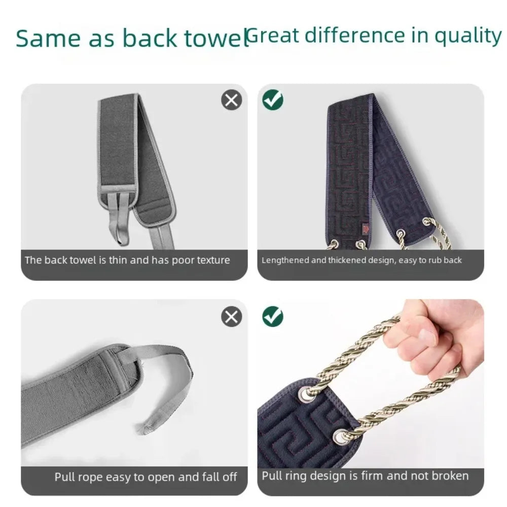 Textured back scrubber with handles and use examples