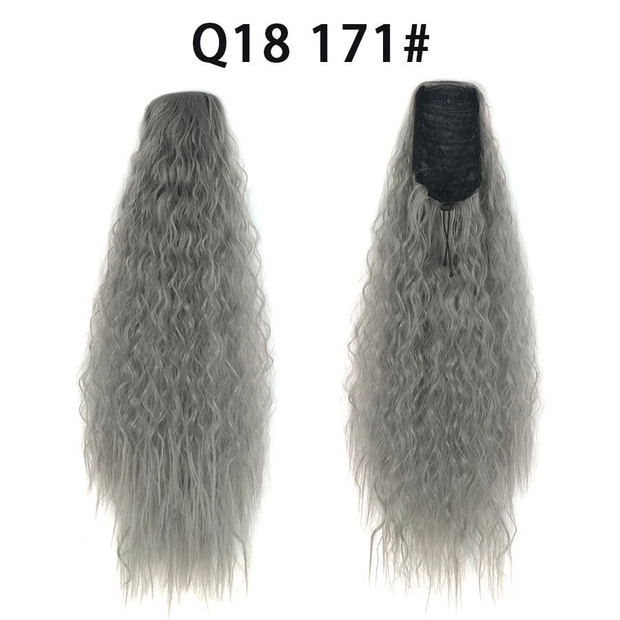 22 Inch Drawstring Ponytail Extension Soft Curly Wave 32 Colors