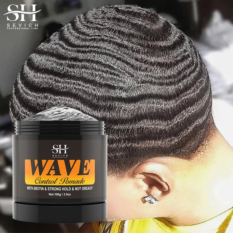 Wave shampoo and pomade with hairstyle and application graphics
