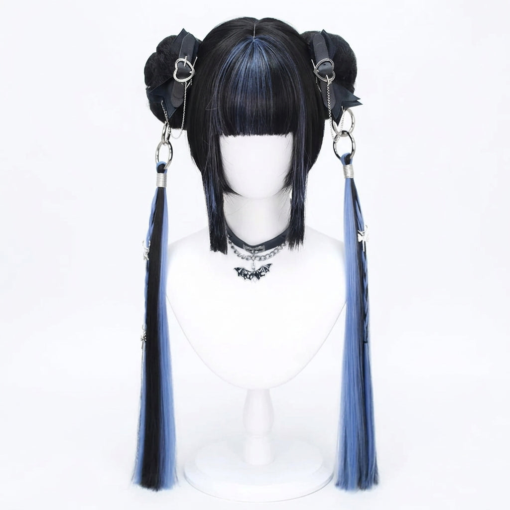Cosplay wig shown with front, back or styling views