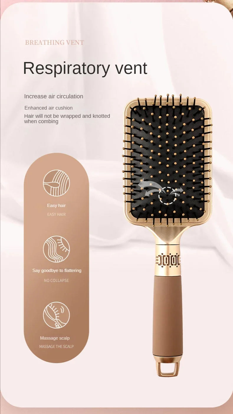 Anti-Frizz Cushion Hair Brush for Detangling and Styling | 3 Sizes for Short to Long Hair | Red, Green, Gold Luxury Colors