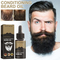 Beard oil or serum with grooming and promotional product graphics