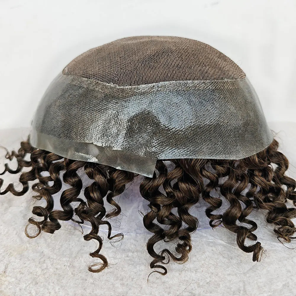 Inside of toupee base with attached curls