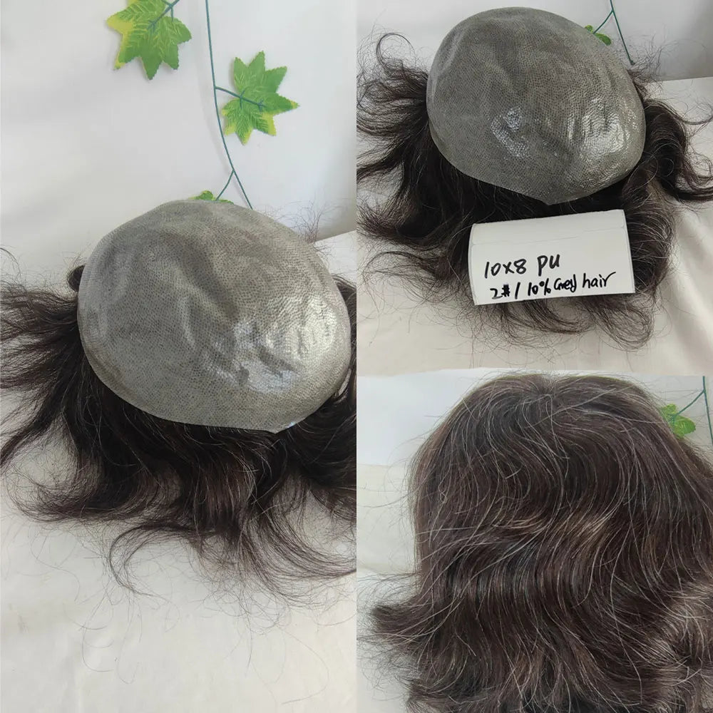 Hair toupees with base construction and coverage details