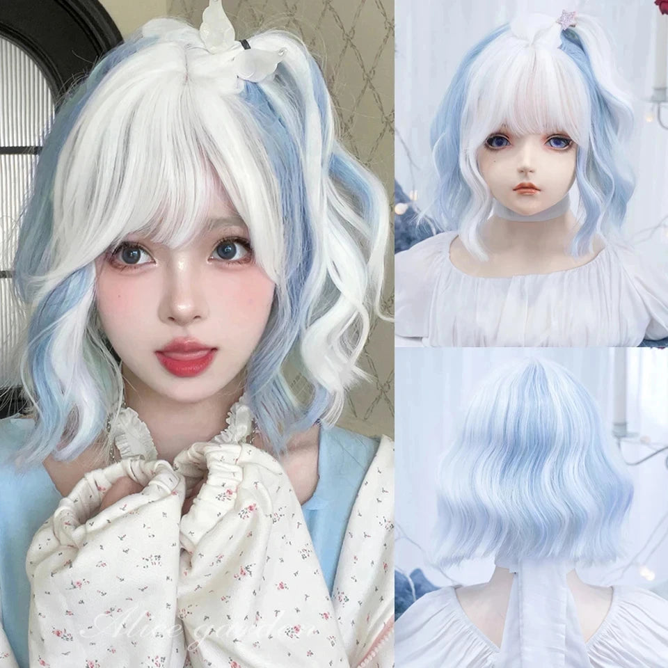 Short Wavy Cosplay Synthetic Bob Wig – 21 Assorted Colors