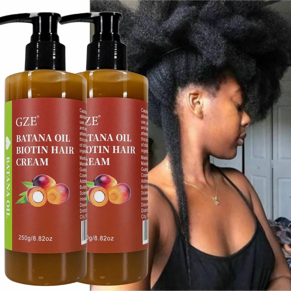 Hair cream pump bottles with hair styling and size details