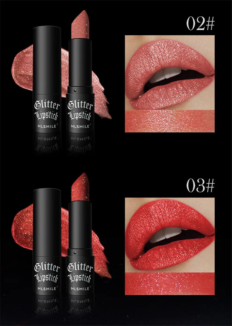 Pearlescent Glitter Lipstick – Waterproof & Long-Lasting