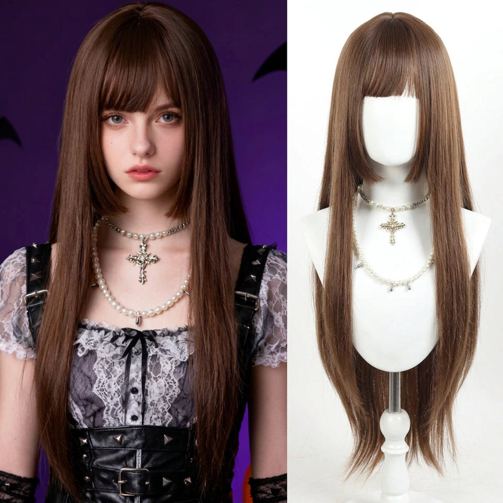 Cosplay wig shown with front, back or styling views