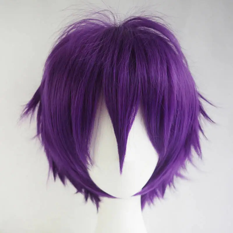 Short layered cosplay wig shown on a mannequin