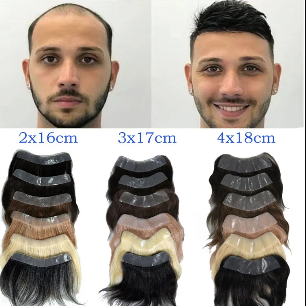 Frontal hairpiece with hairline and base construction views